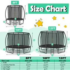 Costway 10FT Recreational Trampoline w/ Ladder Enclosure Net Safety Pad Outdoor Blue/Black/Orange