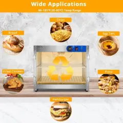ROVSUN Commercial Food Warmer Display Electric Countertop Food Pizza Warmer with LED Removable Shelves Glass Door