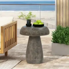 Christopher Knight Home Triton Outdoor Mushroom Lightweight Concrete Wood-like texture Side Table