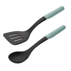 KitchenAid 2pc Nylon/ABS Spoon and Turner Set Aqua Blue: Kitchen Utensil Set, Dishwasher-Safe, Adult Use