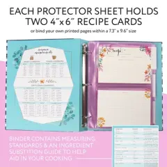 LotFancy Recipe Binder, 8.5&rdquo; x 10&rdquo;, with 60 Blank Recipe Cards 4x6, 30 Plastic Page Protectors, 6 Tabbed Dividers, 24 Labels