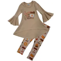 Girls Spicy Like My Latte Legging Set - Mia Belle Girls