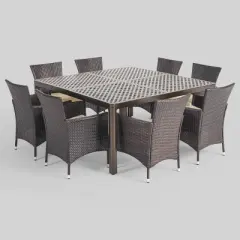 9pc Bragdon Aluminum Wicker Patio Dining Set Black - Christopher Knight Home