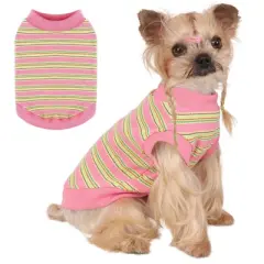 Dog Shirt, Pet Clothes for Chihuahua, Yorkie Teacup Costumes Striped, Small Dogs Sleeveless Tank Top Vest, Breathable Cotton Puppy T-Shirt