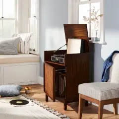 Wood & Cane Transitional Record Player Media Cabinet Brown - Hearth & Hand&trade; with Magnolia