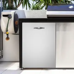 VEVOR Pull Out Trash Drawer 17.7x22.8 Inch Raised Style Trash Bin with Pull-Out Tray Stainless Steel Trash Drawer with Handle, Silver