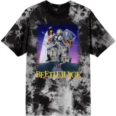Juniors Beetlejuice Movie Character Group Black Cloud Wash Graphic Tee Shirt