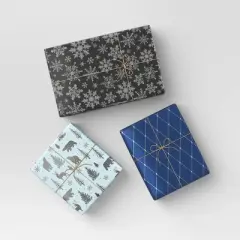 30&rdquo; 3pk Christmas Premium Wrap Pack Gray/Blue/White - Wondershop&trade;