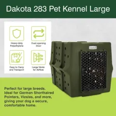 Dakota 283 Canine Rough and Tough Economy Pet Kennel, Heavy Duty Crate for Dogs and Cats with Ventilation Holes, Large, Olive