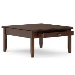 Stratford Square Coffee Table Russet Brown - Wyndenhall: Storage, 2 Drawers, Transitional Style, Pine & Plywood