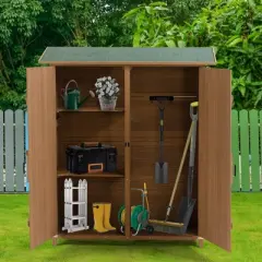 GDFStudio Hamilton 64" Outdoor Fir Wood Storage Shed with Detachable Shelves and Asphalt Roof