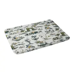 34"x21" The Whiskey Ginger Yellowstone National Park Travel Pattern Memory Foam Bath Mat Blue - Deny Designs