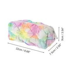 Unique Bargains Ruffled Cloud Rainbow Bubble Grid Makeup Bag 1 Pc