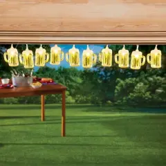 Collections Etc Battery-Operated Foam-Topped Beer Mug String Lights - 10 Ft