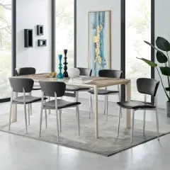 Otello Ceramic and Metal Rectangular Dining Table Silver - Armen Living