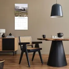 2026 Square Wall Calendar, Steam Trains, 16-Month Black & White Photos Theme with 180 Reminder Stickers (12x12 In)