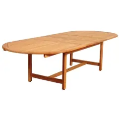 Hillside 11pc Teak Wood Wicker Double-Extendable Oval Patio Dining Set - International Home Miami