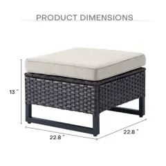 Gymojoy Outdoor 2 Pieces Patio Rattan Ottomans All-Weather Ottomans