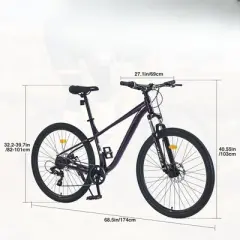 INFURNIC Bicycles, 27.5 Inch Mountain Bike for Men Women Boys and Girls, 21-Speed Mountain Bike, Purple, 68.5"*27.1"*40.55"