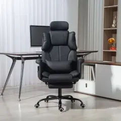 Massage Office Chair for Back Pain Relief, 155&deg; Reclining Comfy Chair with Footrest