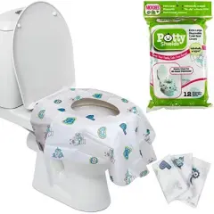 Toilet Seat Covers- Disposable XL Potty Seat Covers by Potty Shields (Set of 12 Individually Wrapped) - Extra-Large Coverage Area with No Slip Design