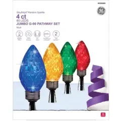 GE StayBright Random Sparkle 4-Count 60 LED Jumbo G-90 Pathway Set Multicolor 6 FT