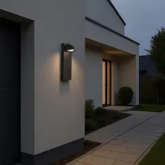 ALOADECOR H11 in. Modern Outdoor Integrated LED Wall Light with Dusk-to-Dawn Sensor Black Exterior Sconce with Frosted Glass for Entryway(&uml;2 Pack)