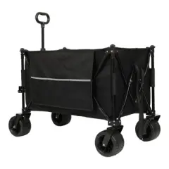 FATMOON Heavy-Duty All-Terrain Folding Utility Wagon Cart with 480lbs Capacity,Large Beach Wheels & Adjustable Handle for Camping,Beach,Outdoor