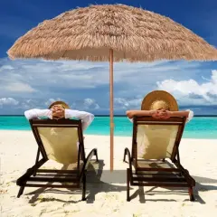 Tangkula 8 FT Hawaiian Style Outdoor Hula Umbrella Tropical Umbrella w/ Metal Ribs