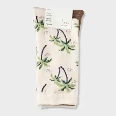Women's Palm Tree 3pk Crew Socks - A New Day&trade; Pink/Brown Heather/Ivory 4-10: Cotton Blend, Tagless, Smooth Toe Seams