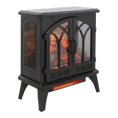 24" Freestanding Electric Fireplace Stove - 3D Infrared Flame Effect w/ Remote Control, Overheat Protection & 5100 BTU Heater (Black)