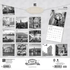 BrownTrout New York City Black and White 2026 12"x24" Hanging Square Wall Calendar Plastic-Free