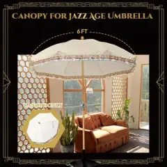 LAGarden 6 Ft Patio Umbrella Replacement Canopy Top Cover Jazz Age Beige with muti-colored sequin Ivory with muti-colored sequin