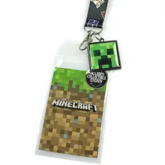 Minecraft ID Lanyard Badge Holder Classic Logo With Metal Charm Pendant