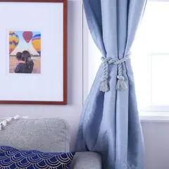 Okuna Outpost 4 Pack Gray Cotton Window Curtain Tiebacks Tie Backs, Rope Holdbacks Holder for Drapes, Home Decor, 29 in