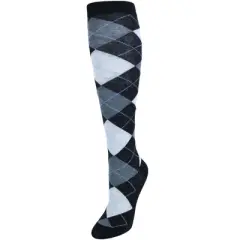 CTM Women's Fun Colored Argyle Plaid Knee High Socks (1 Pair)
