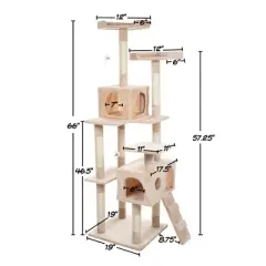 Pet Adobe Multilevel Cat Tree House Tower and Scratching Posts - Beige