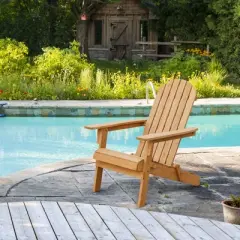 Yaheetech Folding Adirondack Chair Solid Wood Garden Chair Weather Resistant