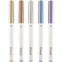 Cricut 5pc Metallic Medium Point Pen Set: Multicolored Felt Tip Pens for Cricut Projects, 1.0mm, Non-Toxic, Assorted Colors