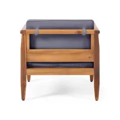 5pc Aston Outdoor Mid-Century Modern Acacia Wood Sectional Set with Club Chair Teak/Dark Gray - Christopher Knight Home