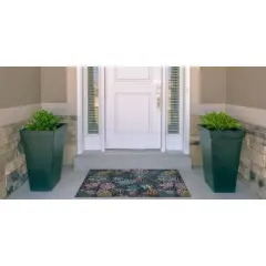 Melling Washable Outdoor Rug Navy/Gold - Linon