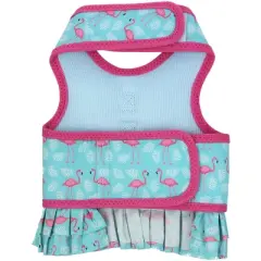 Parisian Pet 'Breathable Flamingo Pet Dress with Built-in Harness' for Dogs & Cats &ndash; Pink and Aqua