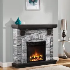 45" Freestanding Electric Fireplace Gray - Home Essentials