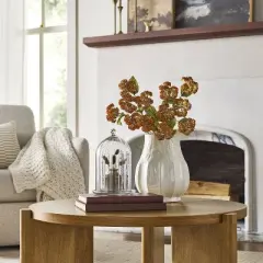 12" Pleated Ceramic Vase Sour Cream - Hearth & Hand&trade; with Magnolia