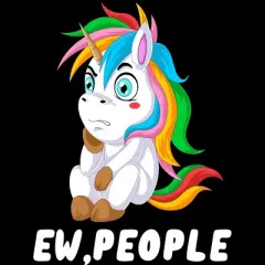 Junior's Design By Humans Ew, People Unhappy Unicorn By ZeusSE T-Shirt