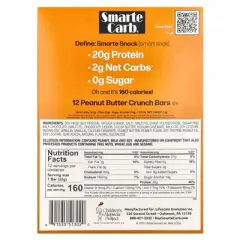 NuGo Nutrition Smarte Carb&reg; Protein Bar, Peanut Butter Crunch, 12 Bars, 1.83 oz (52 g) Each