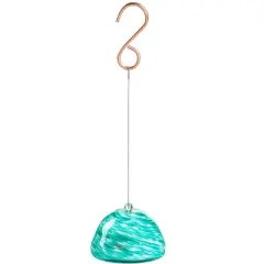 Evergreen Art Glass Air Plant Decor, Teal Garden and Yard Decor