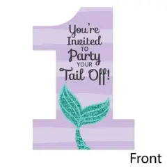 Big Dot of Happiness 1st Birthday Let's Be Mermaids - Shaped Fill-in Invitations - First Birthday Party Invitation Cards with Envelopes - Set of 12