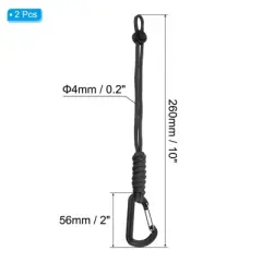 Unique Bargains Adjustable Camping Hiking Paracord Carabiner Braided Lanyards 2 Pcs 10"