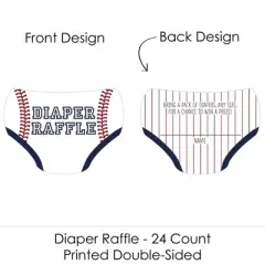 Big Dot of Happiness Batter Up - Baseball - Diaper Shaped Raffle Ticket Inserts - Baby Shower Activities - Diaper Raffle Game - Set of 24